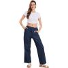 imageCHARTOU Womens Summer Drawstring Waist Wide Leg Loose Cotton Linen Palazzo PantsNavy