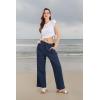 imageCHARTOU Womens Summer Drawstring Waist Wide Leg Loose Cotton Linen Palazzo PantsNavy
