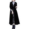 imageCHARTOU Womens Elegant Velvet One Button Maxi Trench Coat Pocket Party OvercoatBlack