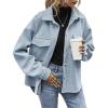 imageCHARTOU Womens Loose Turn Down Lapel Single Breasted Short Pea Coat JacketBlue