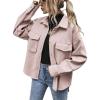 imageCHARTOU Womens Loose Turn Down Lapel Single Breasted Short Pea Coat JacketPink
