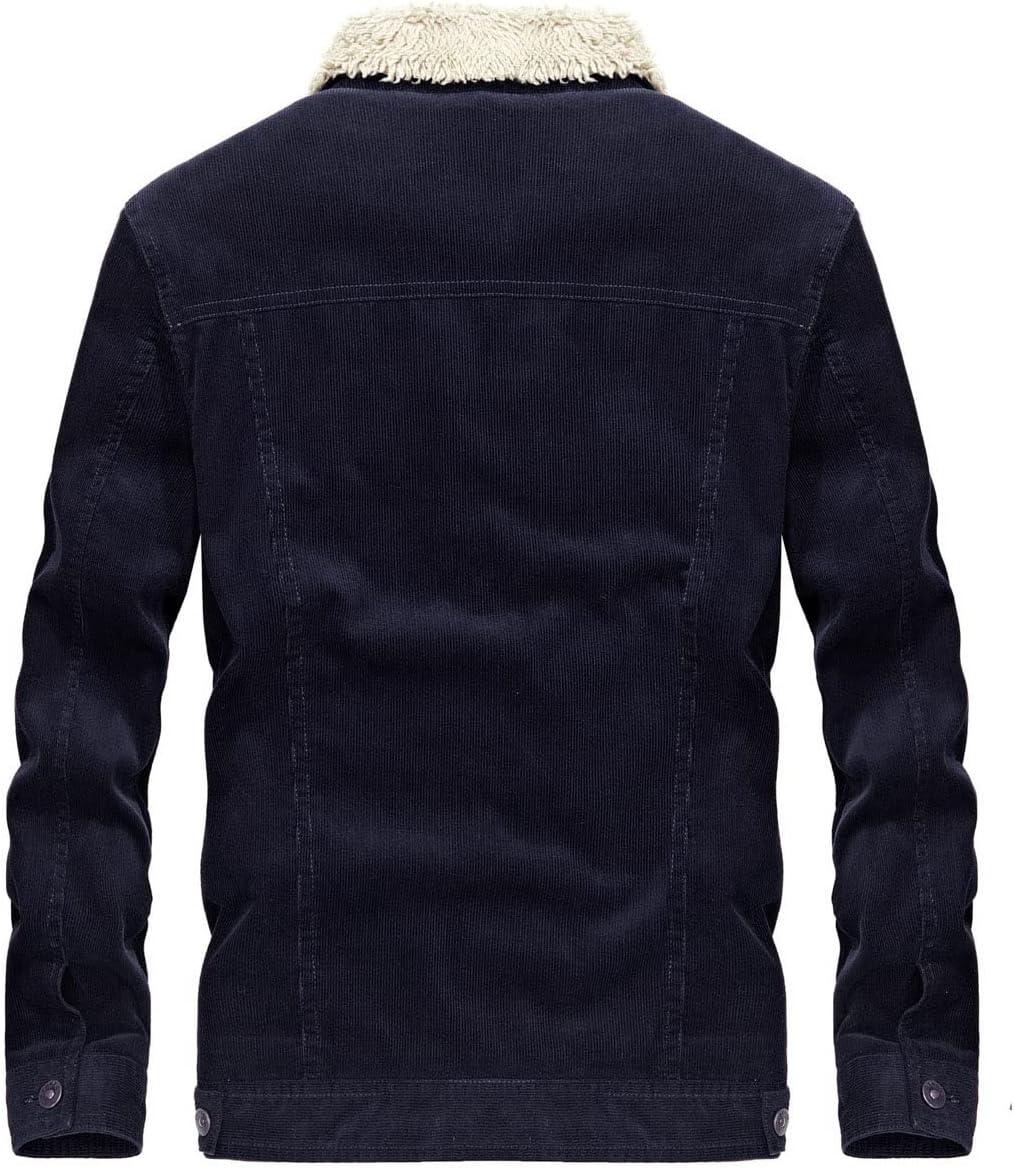 imageCHARTOU Mens Vintage ButtonFront Slim Fit Corduroy Denim JacketNavybluefleece