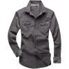 imageCHARTOU Mens Classic Retro Military Camouflage Lined Patchwork ShirtGrey