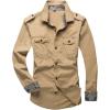 imageCHARTOU Mens Classic Retro Military Camouflage Lined Patchwork ShirtKhaki