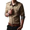 imageCHARTOU Mens Classic Retro Military Camouflage Lined Patchwork ShirtKhaki