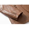 imageCHARTOU Mens Regular Fit Button Down Lined Business Lambskin Leather Jacket Blazer with PocketsCamel