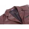 imageCHARTOU Mens Regular Fit Button Down Lined Business Lambskin Leather Jacket Blazer with PocketsWine Red