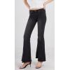 imageCHARTOU Womens Asymmetric Tassel Flared Slit Ripped Jeans Denim PantsBlack