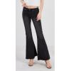 imageCHARTOU Womens Asymmetric Tassel Flared Slit Ripped Jeans Denim PantsBlack