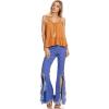 imageCHARTOU Womens Asymmetric Tassel Flared Slit Ripped Jeans Denim PantsBlue