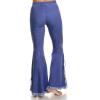 imageCHARTOU Womens Asymmetric Tassel Flared Slit Ripped Jeans Denim PantsBlue