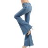 imageCHARTOU Womens Asymmetric Tassel Flared Slit Ripped Jeans Denim PantsLight Blue