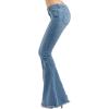 imageCHARTOU Womens Asymmetric Tassel Flared Slit Ripped Jeans Denim PantsLight Blue