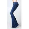 imageCHARTOU Womens Asymmetric Tassel Flared Slit Ripped Jeans Denim PantsNavy Blue
