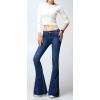 imageCHARTOU Womens Asymmetric Tassel Flared Slit Ripped Jeans Denim PantsNavy Blue