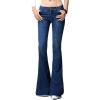 imageCHARTOU Womens Asymmetric Tassel Flared Slit Ripped Jeans Denim PantsNavy Blue