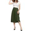 imageCHARTOU Womens Chic Elastic High Waisted A Line Leopard Print Pleated Shirring MidiLong SkirtArmy Green