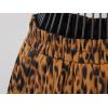 imageCHARTOU Womens Chic Elastic High Waisted A Line Leopard Print Pleated Shirring MidiLong SkirtBrown