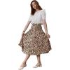 imageCHARTOU Womens Chic Elastic High Waisted A Line Leopard Print Pleated Shirring MidiLong SkirtDark Yellow
