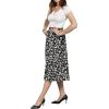 imageCHARTOU Womens Chic Elastic High Waisted A Line Leopard Print Pleated Shirring MidiLong SkirtDblack