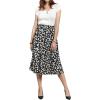 imageCHARTOU Womens Chic Elastic High Waisted A Line Leopard Print Pleated Shirring MidiLong SkirtDblack