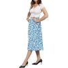 imageCHARTOU Womens Chic Elastic High Waisted A Line Leopard Print Pleated Shirring MidiLong SkirtDblue