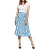 imageCHARTOU Womens Chic Elastic High Waisted A Line Leopard Print Pleated Shirring MidiLong SkirtDblue
