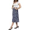 imageCHARTOU Womens Chic Elastic High Waisted A Line Leopard Print Pleated Shirring MidiLong SkirtDnavy