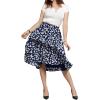 imageCHARTOU Womens Chic Elastic High Waisted A Line Leopard Print Pleated Shirring MidiLong SkirtDnavy