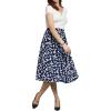 imageCHARTOU Womens Chic Elastic High Waisted A Line Leopard Print Pleated Shirring MidiLong SkirtDnavy