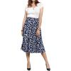 imageCHARTOU Womens Chic Elastic High Waisted A Line Leopard Print Pleated Shirring MidiLong SkirtDnavy