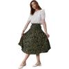 imageCHARTOU Womens Chic Elastic High Waisted A Line Leopard Print Pleated Shirring MidiLong SkirtGreen