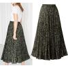 imageCHARTOU Womens Chic Elastic High Waisted A Line Leopard Print Pleated Shirring MidiLong SkirtGreen