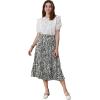 imageCHARTOU Womens Chic Elastic High Waisted A Line Leopard Print Pleated Shirring MidiLong SkirtGrey