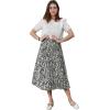 imageCHARTOU Womens Chic Elastic High Waisted A Line Leopard Print Pleated Shirring MidiLong SkirtGrey