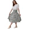imageCHARTOU Womens Chic Elastic High Waisted A Line Leopard Print Pleated Shirring MidiLong SkirtGrey