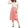 imageCHARTOU Womens Chic Elastic High Waisted A Line Leopard Print Pleated Shirring MidiLong SkirtPink