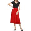 imageCHARTOU Womens Chic Elastic High Waisted A Line Leopard Print Pleated Shirring MidiLong SkirtRed