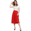 imageCHARTOU Womens Chic Elastic High Waisted A Line Leopard Print Pleated Shirring MidiLong SkirtRed