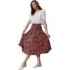 imageCHARTOU Womens Chic Elastic High Waisted A Line Leopard Print Pleated Shirring MidiLong SkirtRust