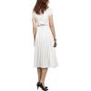 imageCHARTOU Womens Chic Elastic High Waisted A Line Leopard Print Pleated Shirring MidiLong SkirtWhite