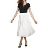 imageCHARTOU Womens Chic Elastic High Waisted A Line Leopard Print Pleated Shirring MidiLong SkirtWhite