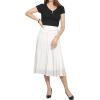 imageCHARTOU Womens Chic Elastic High Waisted A Line Leopard Print Pleated Shirring MidiLong SkirtWhite