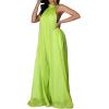 imageCHARTOU Womens Elegant Loose Fit Chiffon Halter Neck Backless Wide Leg JumpsuitGreen