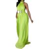 imageCHARTOU Womens Elegant Loose Fit Chiffon Halter Neck Backless Wide Leg JumpsuitGreen