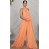 imageCHARTOU Womens Elegant Loose Fit Chiffon Halter Neck Backless Wide Leg JumpsuitOrange