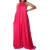 imageCHARTOU Womens Elegant Loose Fit Chiffon Halter Neck Backless Wide Leg JumpsuitRosy