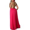 imageCHARTOU Womens Elegant Loose Fit Chiffon Halter Neck Backless Wide Leg JumpsuitRosy