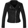 imageCHARTOU Womens Fall 2023 Fashion Faux Suede Leather Casual Moto Biker Jacket CoatsBlack