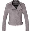 imageCHARTOU Womens Fall 2023 Fashion Faux Suede Leather Casual Moto Biker Jacket CoatsGrey